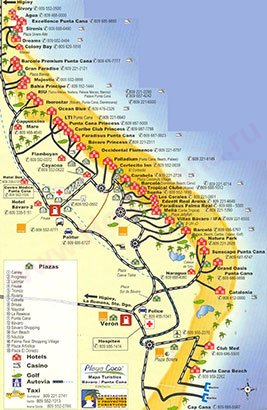 Пунта-Кана, карта Пунта-Каны, карта отелей Пунта-Каны (Доминикана)